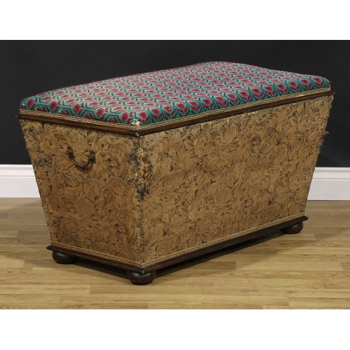 1267 - An early 20th century Ottoman, 54cm high, 99cm wide, 51.5cm deep; an oak centre table, 73.5cm high, ... 