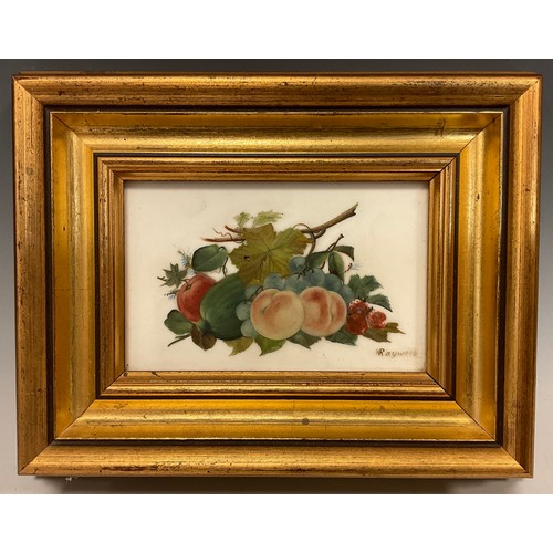 963 - William Rayworth (1852-1908), Still life fruit study, with peaches and fruiting vine, signed, oil on... 