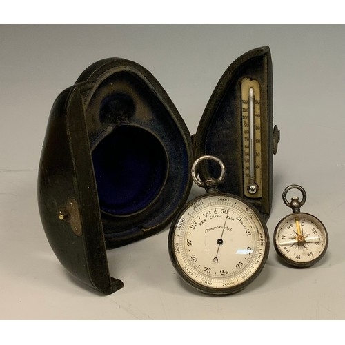 677 - A Victorian silver compass and barometer set, by Lewis Nightingale, London 1897, the compass of plai... 