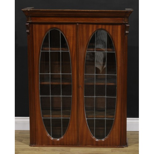1283 - A mahogany display cabinet or bookcase, formerly the upper section of a larger piece of furniture, 1... 
