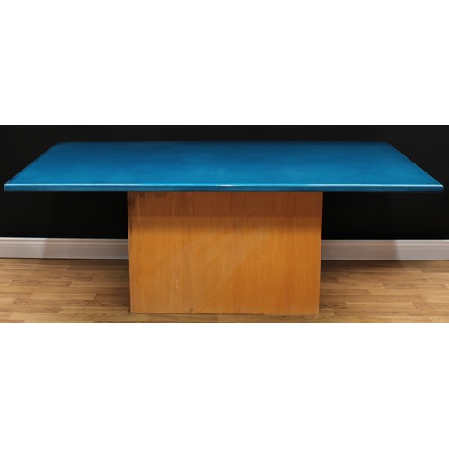 110A - An enamelled lava stone dining table top, 180.5cm long, 100cm wide