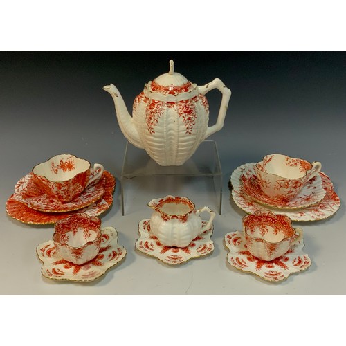 961 - Wileman and Company 'floral display' tea service for two (pattern number 4317),  comprised of; shell... 