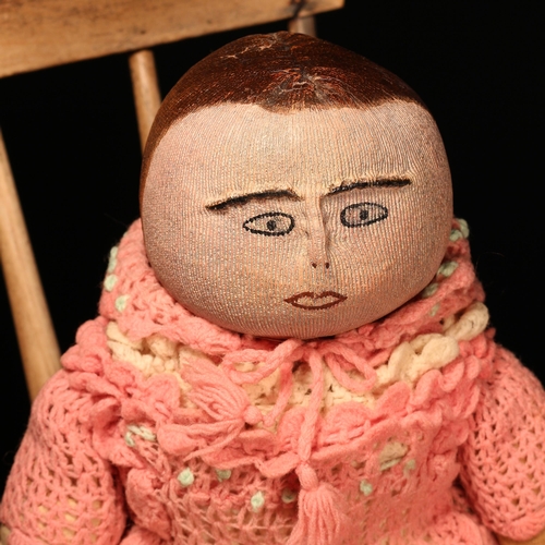 4000 - Folk Art, Guernsey Interest - a rare late 19th or early 20th century Guernsey 'Cobo' doll, the naïve... 