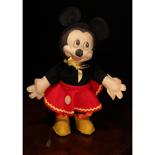 4012 - A 1940's/1950's Merrythought novelty Minnie Mouse, the pressed moulded face with painted features, b... 