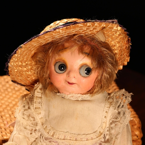 4015 - An early 20th century painted composition head and jointed stuffed felt bodied novelty 'Hug Me Kids'... 