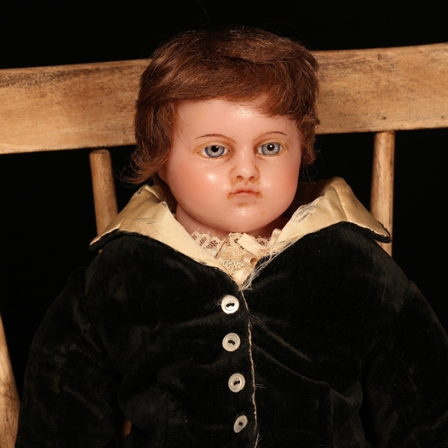 4042 - A late 19th century poured wax shoulder head doll, unmarked but attributed to Pierotti, the slightly... 