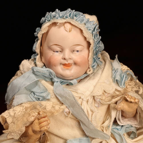 4054 - A German bisque head and jointed painted composition bodied character baby doll, attributed to Kley ... 