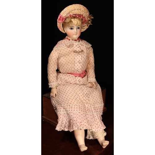 4070 - A late 19th century German bisque shoulder head doll, attributed to Christian Friedrich Kling, the b... 