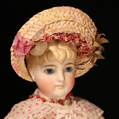 4070 - A late 19th century German bisque shoulder head doll, attributed to Christian Friedrich Kling, the b... 