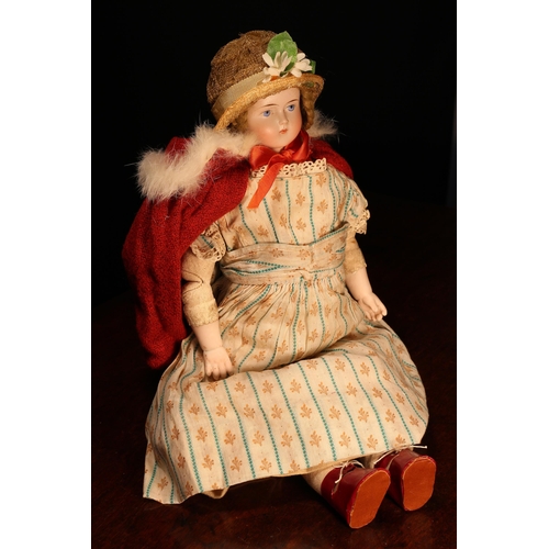 4080 - A 19th century bisque shoulder head doll, the bisque shoulder head with painted features including b... 