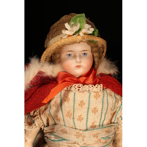 4080 - A 19th century bisque shoulder head doll, the bisque shoulder head with painted features including b... 