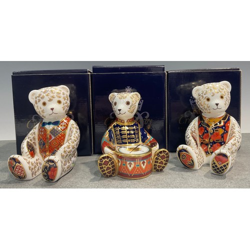 4 - A Royal Crown Derby Teddy Bear paperweights, Debonair Bear, an exclusive for the Royal Crown Derby C... 