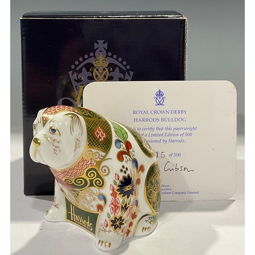 22 - A Royal Crown Derby paperweight, Harrods Bulldog, specially commissioned by Harrods, limited edition... 