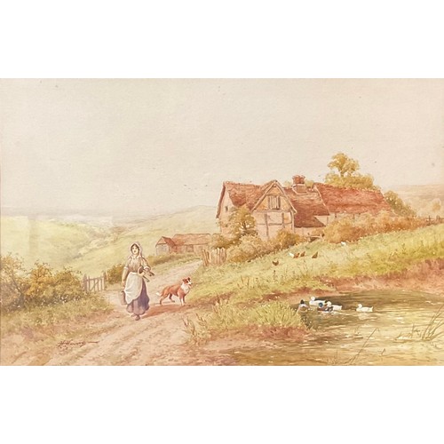 34 - Horace Hammond (1876 - 1923)
Off to Do the Milking
signed, watercolour, 29.5cm x 44cm