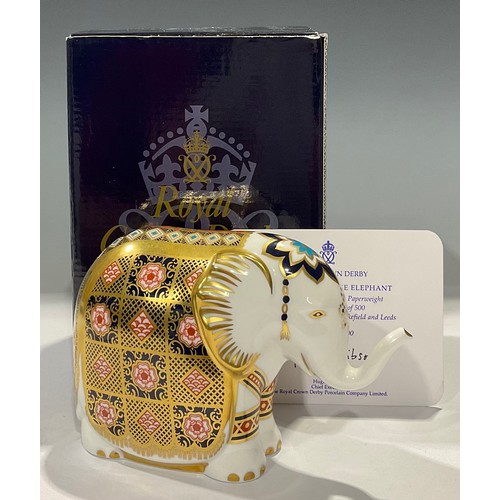 36 - A Royal Crown Derby paperweight, Yorkshire Rose Elephant, exclusive to Peter Jones of Wakefield and ... 