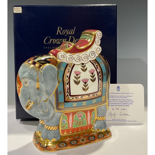 37 - A Royal Crown Derby paperweight, Mulberry Hall Elephant, specially commissioned by Mulberry Hall Fin... 