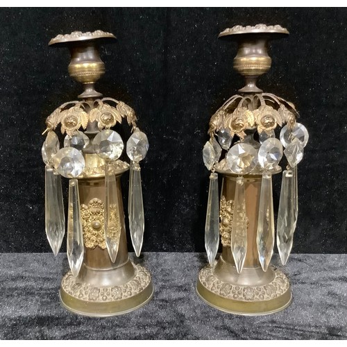 41 - A pair of Regency mantel candle lustres, 24cm high, c.1825