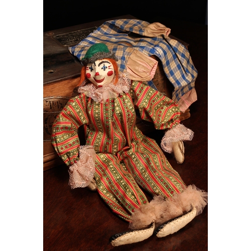 4121 - A novelty carved and painted wooden head doll, in the form of a Clown, the carved and painted wooden... 