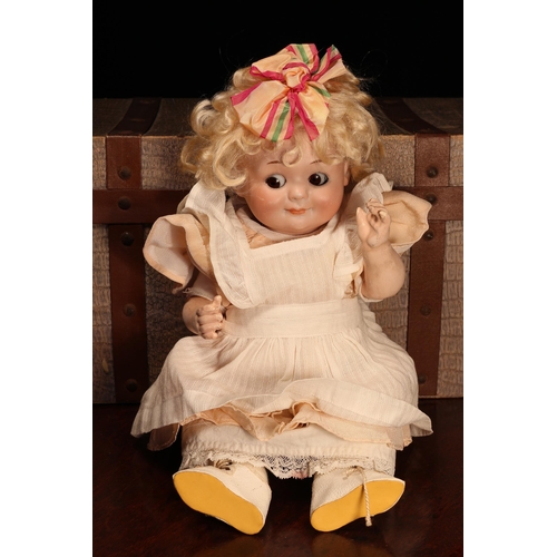 4122 - An Armand & Marseille (Germany) bisque head novelty Googly-eyed doll, the bisque head with painted f... 