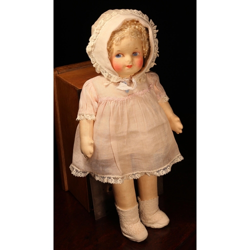 4129 - A 1930's/1940's cloth doll, attributed to Gerogene Averill (America), the cloth moulded face with pa... 