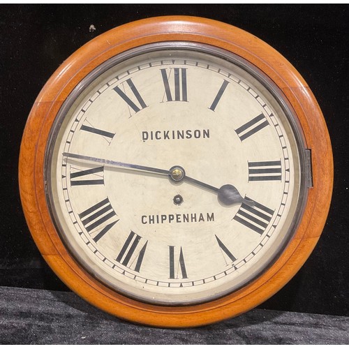 321 - A late 19th / early 20th c wall time piece, Roman numerals to dial, single winding hole, Dickinson, ... 