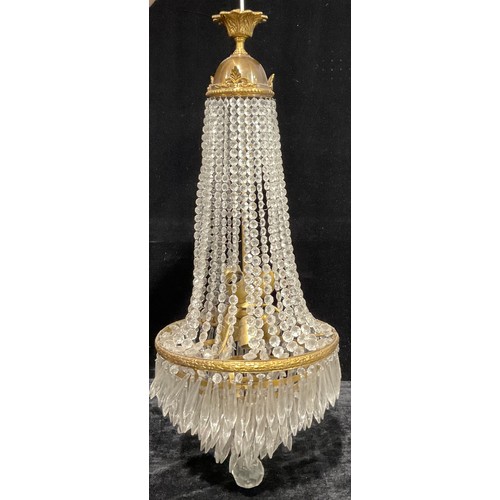 322 - An Empire style ceiling electrolier, five tier multi faceted basket, approx. 85cm high