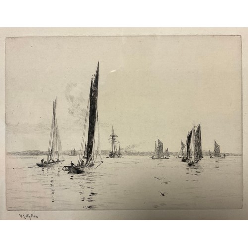 169 - William Lionel Wyllie (1851-1931) A Light Air from the South East, monochrome drypoint etching, sign... 