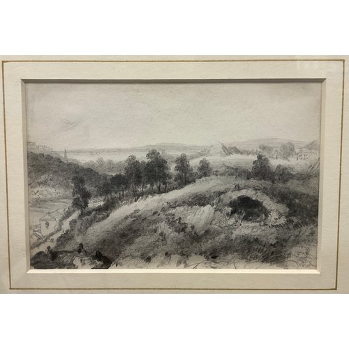 165 - Cornish School, late 19th century, Natural Arch near Torquay, pencil sketch, 9cm x 13.5cm;  a 19th c... 