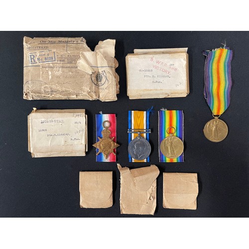 2002 - WW1 British 1914-15 Star, British War Medal and Victory Medal to 10805 Pte. H. Kidsley, Royal Fusili... 