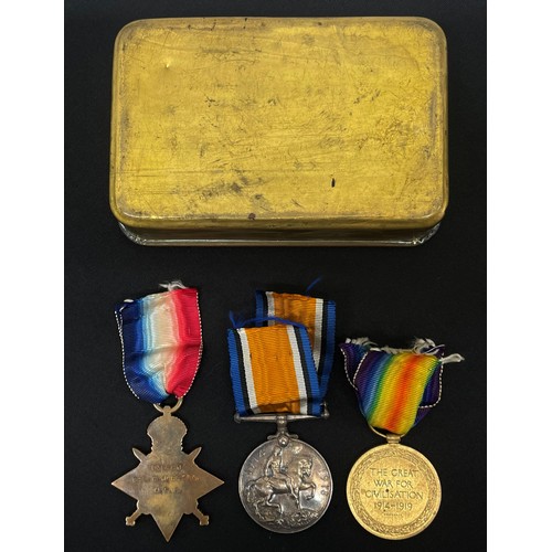 2005 - WW1 British Medal Group comprising of 1914-15 Star, War Medal and Victory Medal to 035681 Cpl. WJ Fe... 
