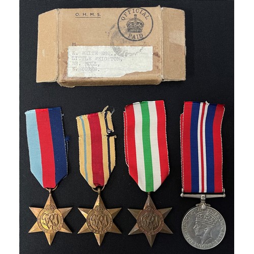 2019 - WW2 British RAF Medal Group to Mr K White comprising of 1939-45, Africa Star, Italy Star and War Med... 