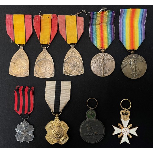 2023 - WW1 Belgian Medal Collection to include Victory Medal x 2, Combatants Medal x 3, Yser Medal, Civil S... 