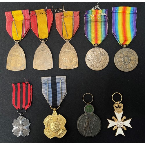 2023 - WW1 Belgian Medal Collection to include Victory Medal x 2, Combatants Medal x 3, Yser Medal, Civil S... 