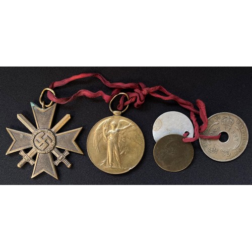 2030 - WW2 Third Reich Kriegsverdienstkreuzes Mit Schwerten War Merit Cross with Swords, no ribbon. Along w... 