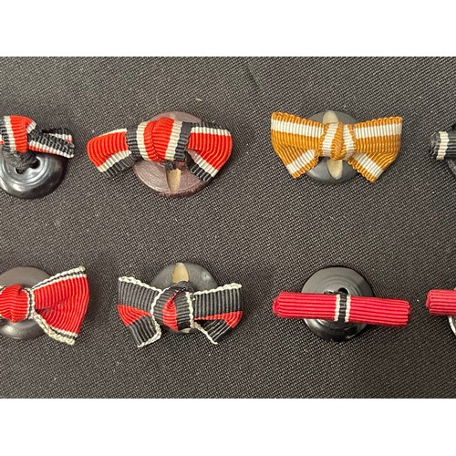 2044 - WW2 Third Reich Button Hole Medal Ribbon Bars. Iron Cross, Eastern Front Medal, Westwall Medal, Entr... 