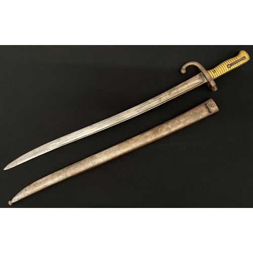 2048 - French 1866 Pattern Chassepot bayonet with fullered single edged blade 575mm in length. Maker marked... 