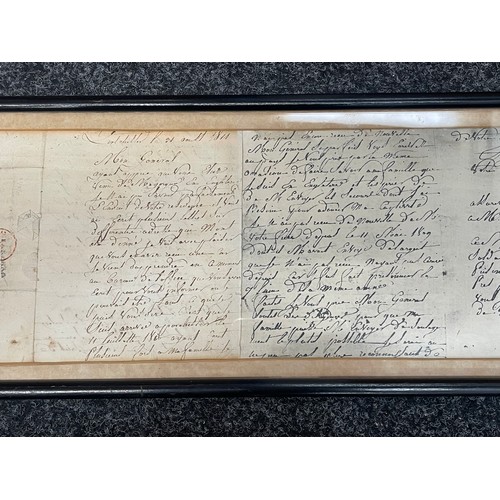 2050 - Napoleonic War Letter from a French Prisoner of War, Chesterfield connection , framed with translate... 