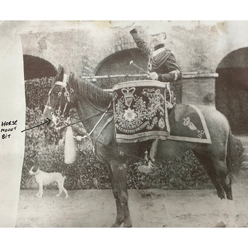 2058 - Pair of Victorian 4th Royal Irish Dragoon Guards Horse Bit Mounts. Size 10cm x 6.5cm (2)