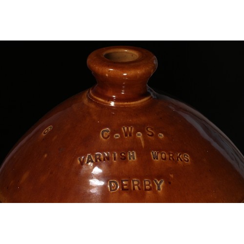 6299 - Advertising, Derbyshire Interest - an early 20th century two tone glazed stoneware flagon, transfer ... 