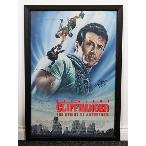 6327 - Poster, Film, Cinema & Movie Interest, Autographs - a rectangular shaped poster for Cliffhanger, sig... 