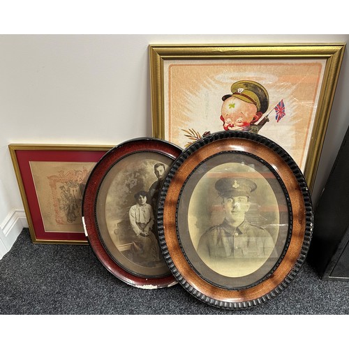 2070 - WW1 British Oval Framed Portrait Photographs x2 one Green Howards size 64cm x 54cm, Framed Honourabl... 