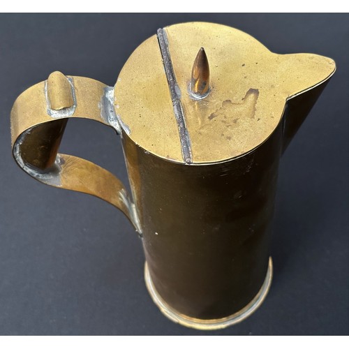 2075 - WW1 British Trench Art collection made from British, French and German shell cases. Coffee Jug, Gong... 