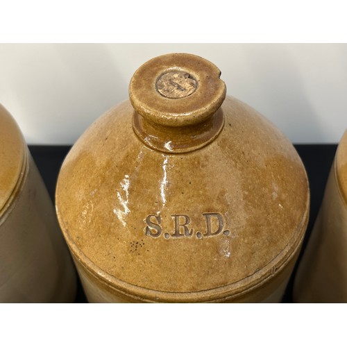 2077 - WW1 British SDR Rum Ration Ceramic Jars x3 plus two other ceramic jars and three glass jars recovere... 