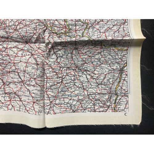 2088 - WW2 British RAF Silk Escape Map of France Code letter C/D.