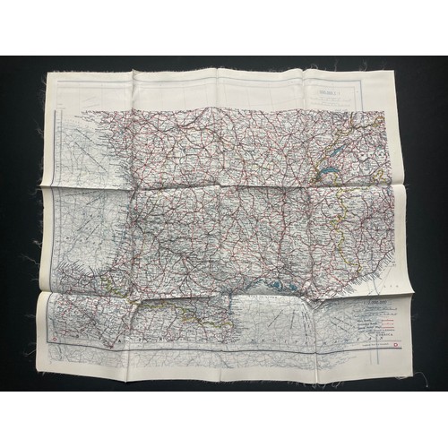 2088 - WW2 British RAF Silk Escape Map of France Code letter C/D.