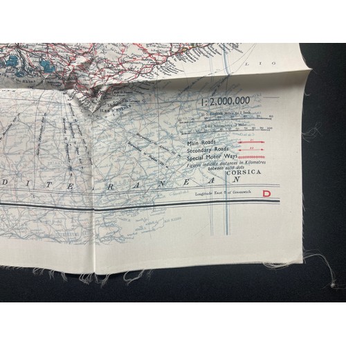 2088 - WW2 British RAF Silk Escape Map of France Code letter C/D.