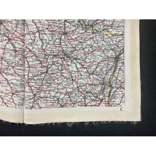 2089 - WW2 British RAF Silk Escape Map of France Code letter C/D.