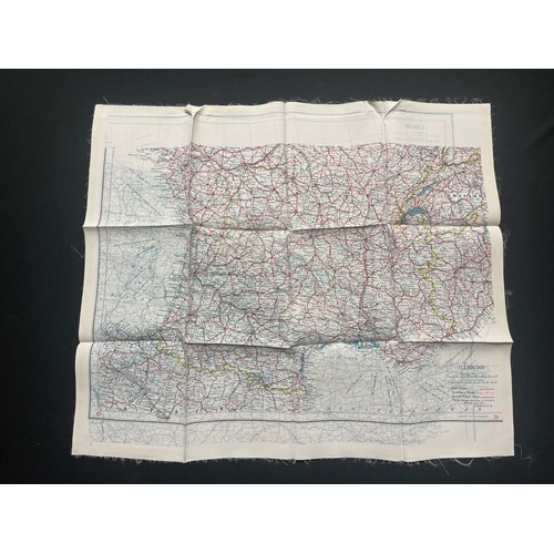 2089 - WW2 British RAF Silk Escape Map of France Code letter C/D.