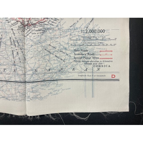 2089 - WW2 British RAF Silk Escape Map of France Code letter C/D.