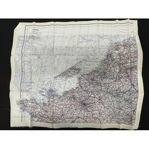 2090 - WW2 British RAF Silk Escape Map of France Code letter C/D.